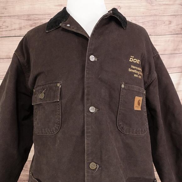 Carhartt Coat Mens 3XL Dark Brown Chore Blanket Lined Corduroy Collar C02 DKB - Picture 1 of 12